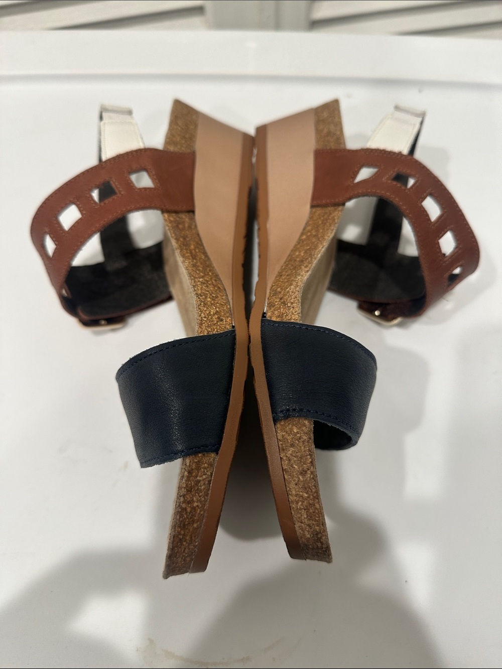 NAOT Dynasty Wedge Sandal size 8 or 39 black brown white leather support - Picture 3 of 9